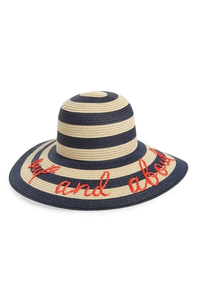 Shop Kate Spade Out And About Straw Hat - Brown In Rich Navy/ Natural/ Black