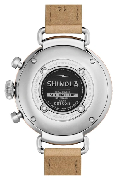 Shop Shinola 'the Canfield Chrono' Leather Strap Watch, 38mm In Natural/ Midnight Blue