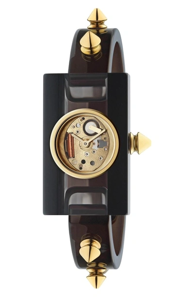 Shop Gucci Plexiglas Bracelet Watch, 24mm X 40mm In Black/ Gold