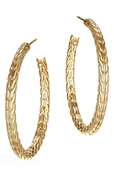 Shop John Hardy Classic Chain 18k Gold Medium Hoop Earrings In Gold/ Diamond