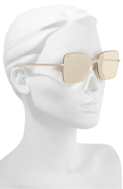 Shop Web 55mm Square Metal Shield Sunglasses In Rose Gold/ Brown