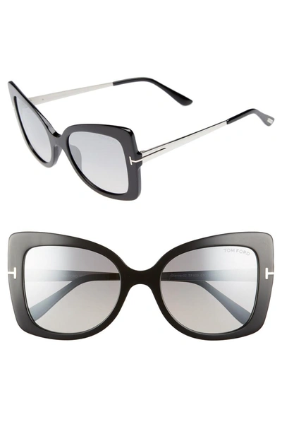 Shop Tom Ford Gianna 54mm Sunglasses In Shiny Black/ Smoke Mirror