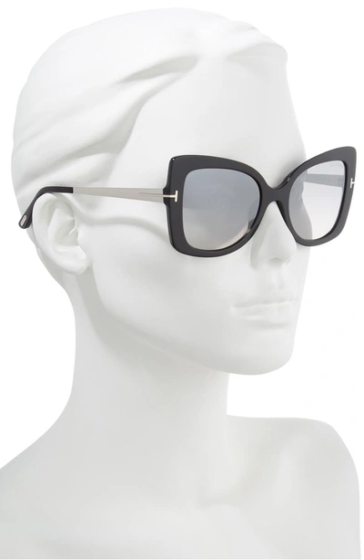 Shop Tom Ford Gianna 54mm Sunglasses In Shiny Black/ Smoke Mirror