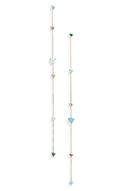 Shop Wwake Linear Chain Earrings In Opal/ White Diamond