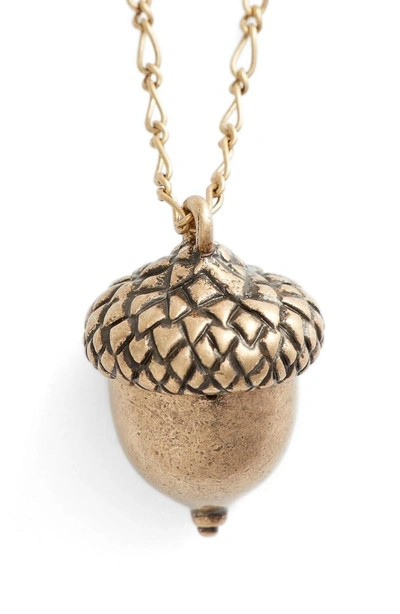 Shop Tory Burch Short Acorn Necklace In Brass