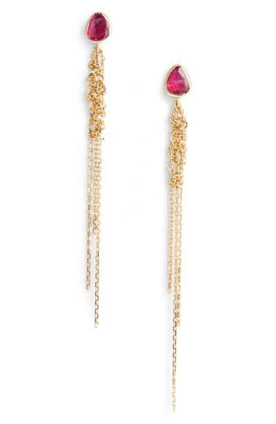 Shop Brooke Gregson Waterfall Ruby Earrings In Gold