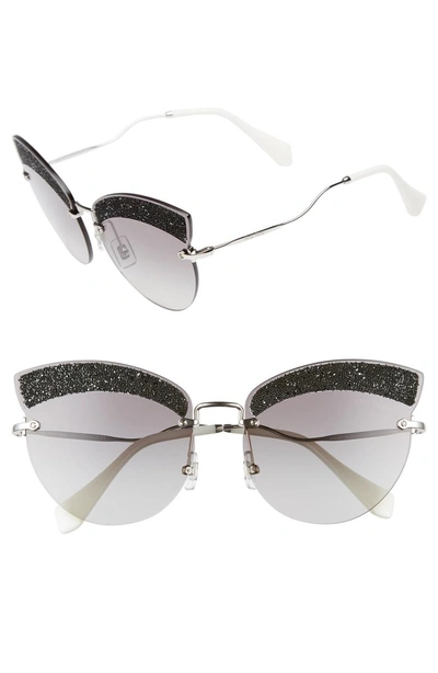 Shop Miu Miu Scenique Evolution 65mm Cat Eye Sunglasses - Silver Gradient