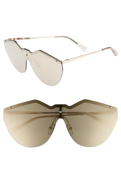 Shop Le Specs 140mm Shield Sunglasses - Gold