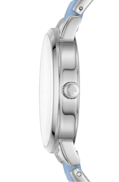 Shop Kate Spade Metro Bracelet Strap Watch, 34mm In Blue/ Mop/ Silver