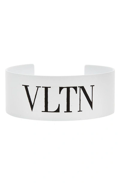 Shop Valentino Vltn Medium Cuff Bracelet In Bianco/ Nero