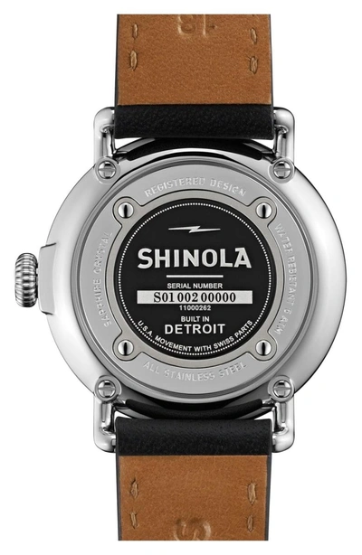 Shop Shinola The Runwell Leather Strap Watch, 36mm In Black/ White