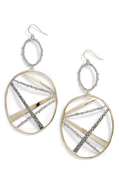 Shop Alexis Bittar Oversize Dangling Hoop Earrings In Gold/ Silver