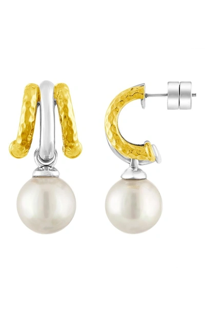 Shop Majorica Marjorica Isla Simulated Pearl Hoop Earrings In White/ Gold