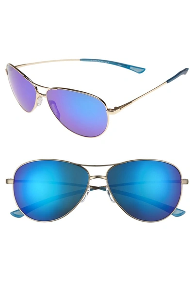 Shop Smith 'langley' 60mm Aviator Sunglasses - Gold/ Blue