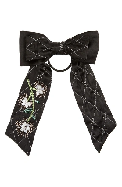 Shop New Friends Colony Beaded Double Bow Hair Tie In Black