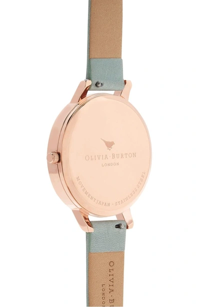 Shop Olivia Burton Leather Strap Watch, 38mm In Sage/ White/ Rose Gold