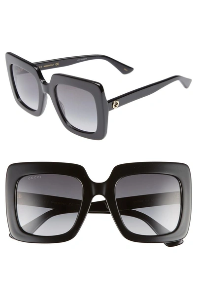 Shop Gucci 53mm Square Sunglasses In Black