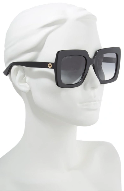 Shop Gucci 53mm Square Sunglasses In Black