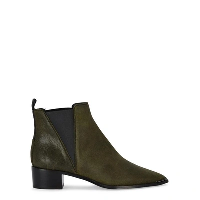 Shop Acne Studios Jensen Army Green Suede Ankle Boots In Dark Green