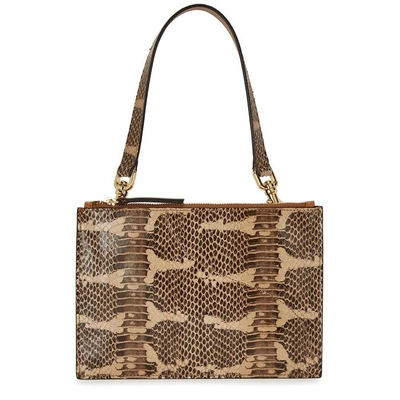Shop Atp Atelier Lucca Snake-effect Leather Clutch In Natural