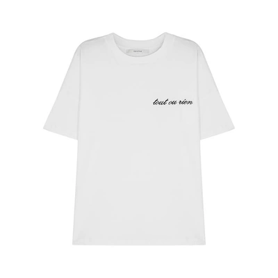 Shop Gestuz Leora Embroidered Cotton T-shirt In White