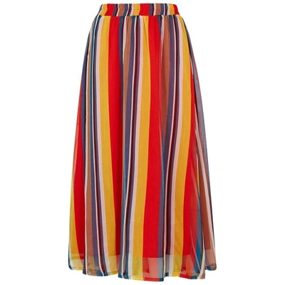 Shop Gestuz Una Striped Chiffon Midi Skirt In Multicoloured