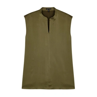 Shop Eileen Fisher Olive Stretch-silk Charmeuse Top