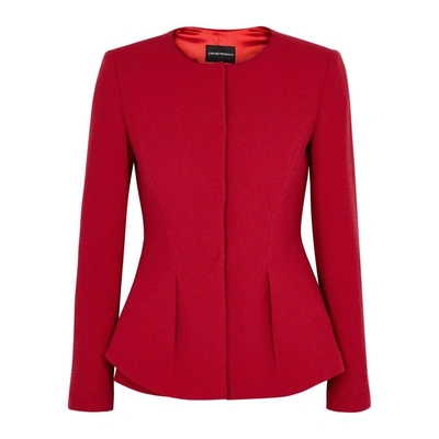 Shop Emporio Armani Red Wool Crepe Jacket