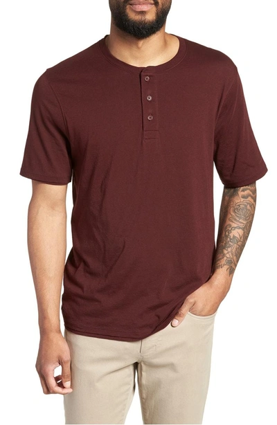 Shop Vince Layered Henley T-shirt In Black Cherry