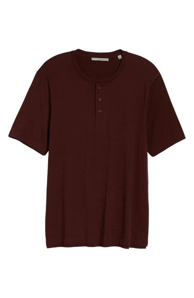 Shop Vince Layered Henley T-shirt In Black Cherry