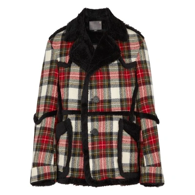 Shop R13 Plaid Oversized Wool Coat In Red