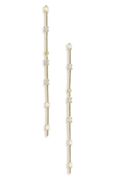 Shop Melinda Maria Uma Opal Stick Earrings In White Opal/ Gold