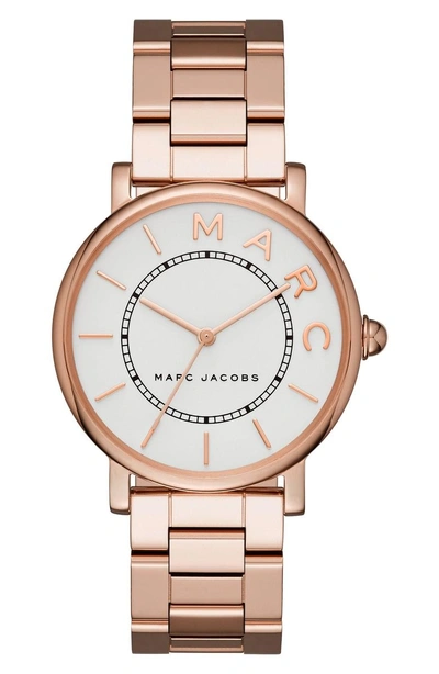 Shop Marc Jacobs Classic Bracelet Watch, 36mm In Rose Gold/ White Satin