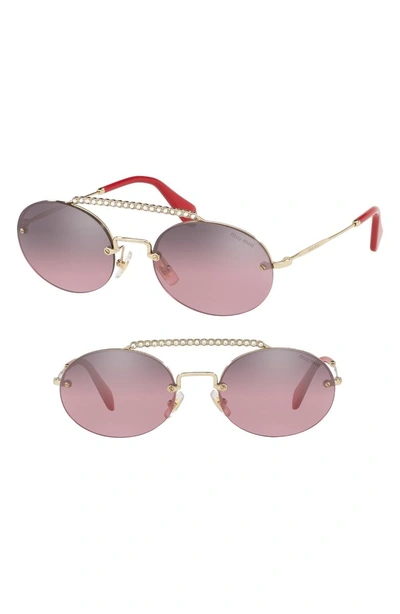 Shop Miu Miu Evolution 54mm Rimless Round Sunglasses - Pale Gold Gradient Mirror