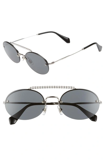 Shop Miu Miu Evolution 54mm Rimless Round Sunglasses - Silver Solid