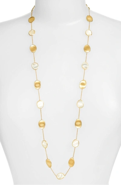 Marco Bicego 18k Yellow Gold Lunaria Mother-of-pearl Long Necklace, 36 In White Mother Of Pearl