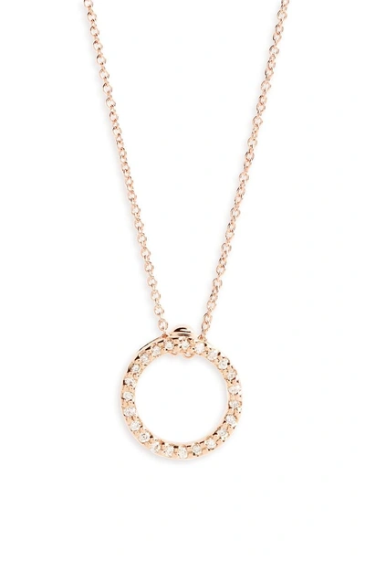 Roberto Coin Diamond Circle Pendant Necklace In Rose Gold