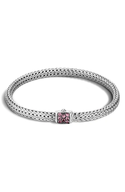 Shop John Hardy Classic Chain 5mm Bracelet In Silver/ Pink Spinel