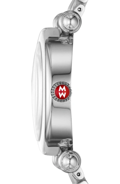Shop Michele Caber Diamond Bracelet Watch, 35mm In Silver/ Mop/ Silver