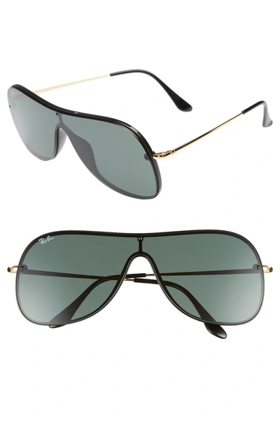 Ray Ban Highstreet 38mm Shield Sunglasses - Black Solid | ModeSens