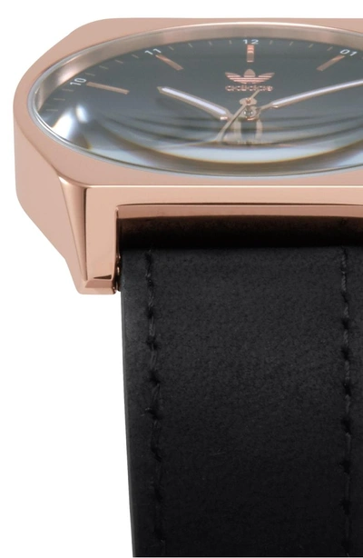 Shop Adidas Originals Process Leather Strap Watch, 38mm In Rose Gold/ Navy/ Black