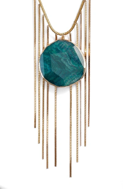 Shop Serefina Agate Pendant Necklace In Green