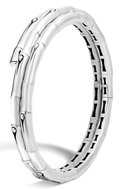 Shop John Hardy Bamboo Small Double Coil Bracelet In Silver