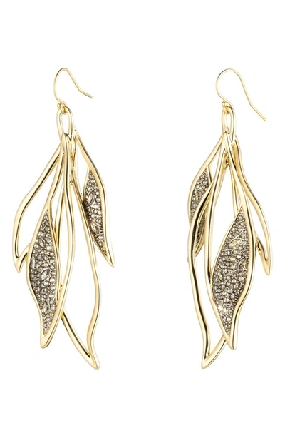 Shop Alexis Bittar Feather Wire Earrings In Gold/ Silver