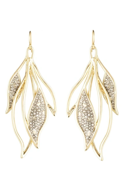 Shop Alexis Bittar Feather Wire Earrings In Gold/ Silver