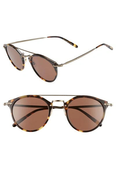 Shop Oliver Peoples Remick 50mm Brow Bar Sunglasses In Dark Brown