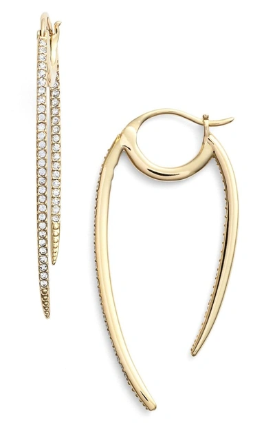 Shop Nadri 'crescent' Linear Hoop Earrings In Gold