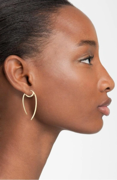 Shop Nadri 'crescent' Linear Hoop Earrings In Gold