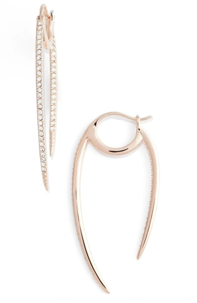 Shop Nadri 'crescent' Linear Hoop Earrings In Rose Gold
