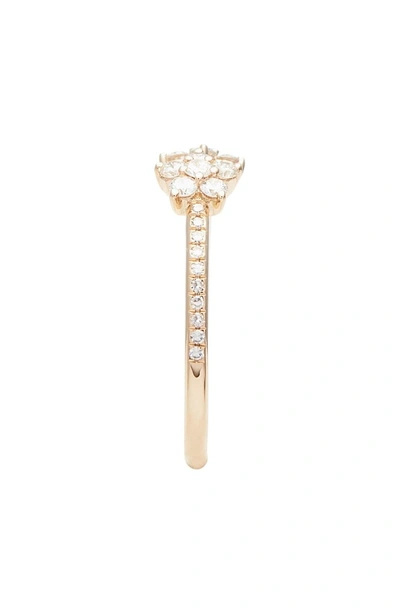 Shop Ef Collection Open Diamond Flower Ring In Yellow Gold